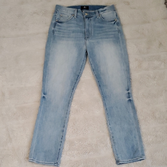7 For All Mankind High Waisted Cropped Skinny 28 - Picture 1 of 13